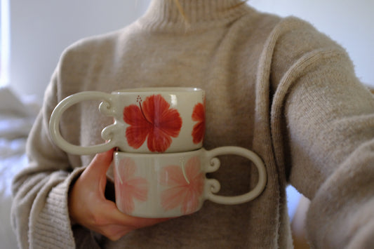 Hibiscus Swirl Handle | Red