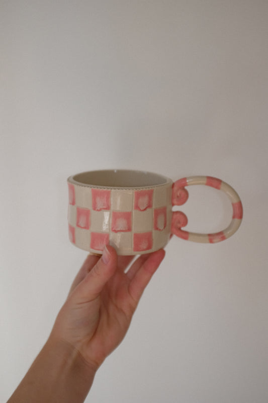 Pink Chequered Mug